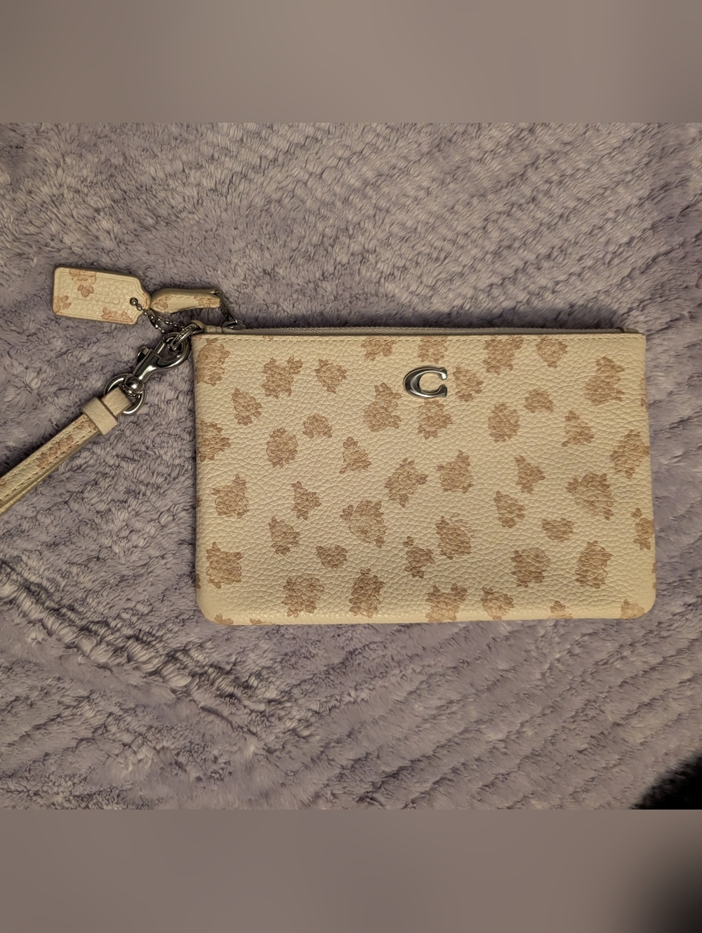 Coach Beige Floral Print Wristlet
